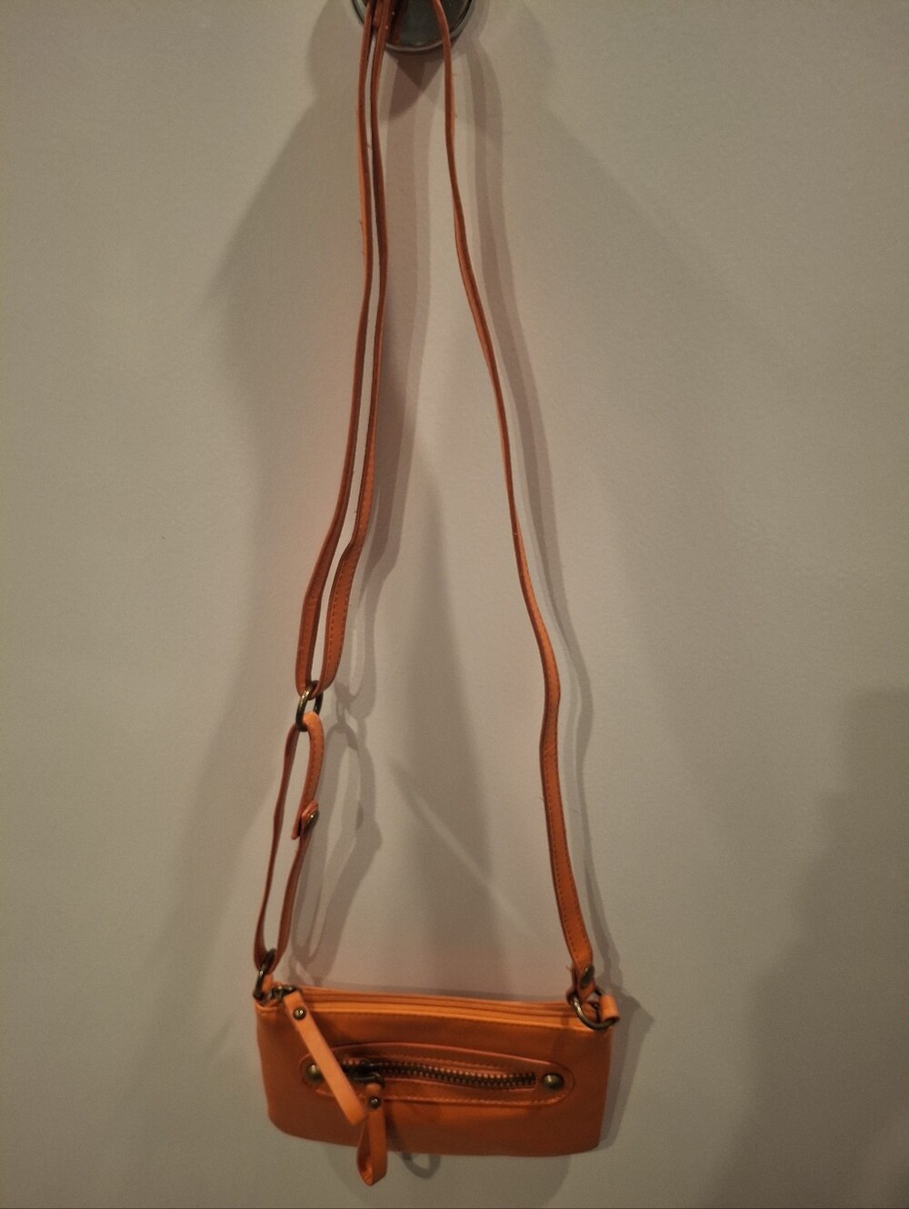 Source Unknown Orange Leather Crossbody Bag